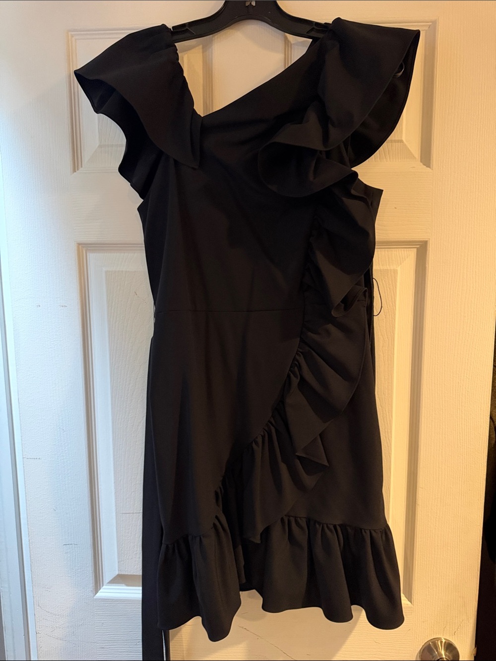 Rebecca Minkoff Black One-Shoulder Ruffle Dress